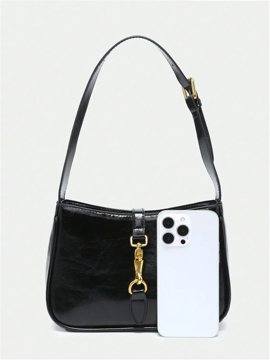Verdusa Women's Vintage PU Leather Underarm Shoulder Bag Metal Buckle Square Handbags
