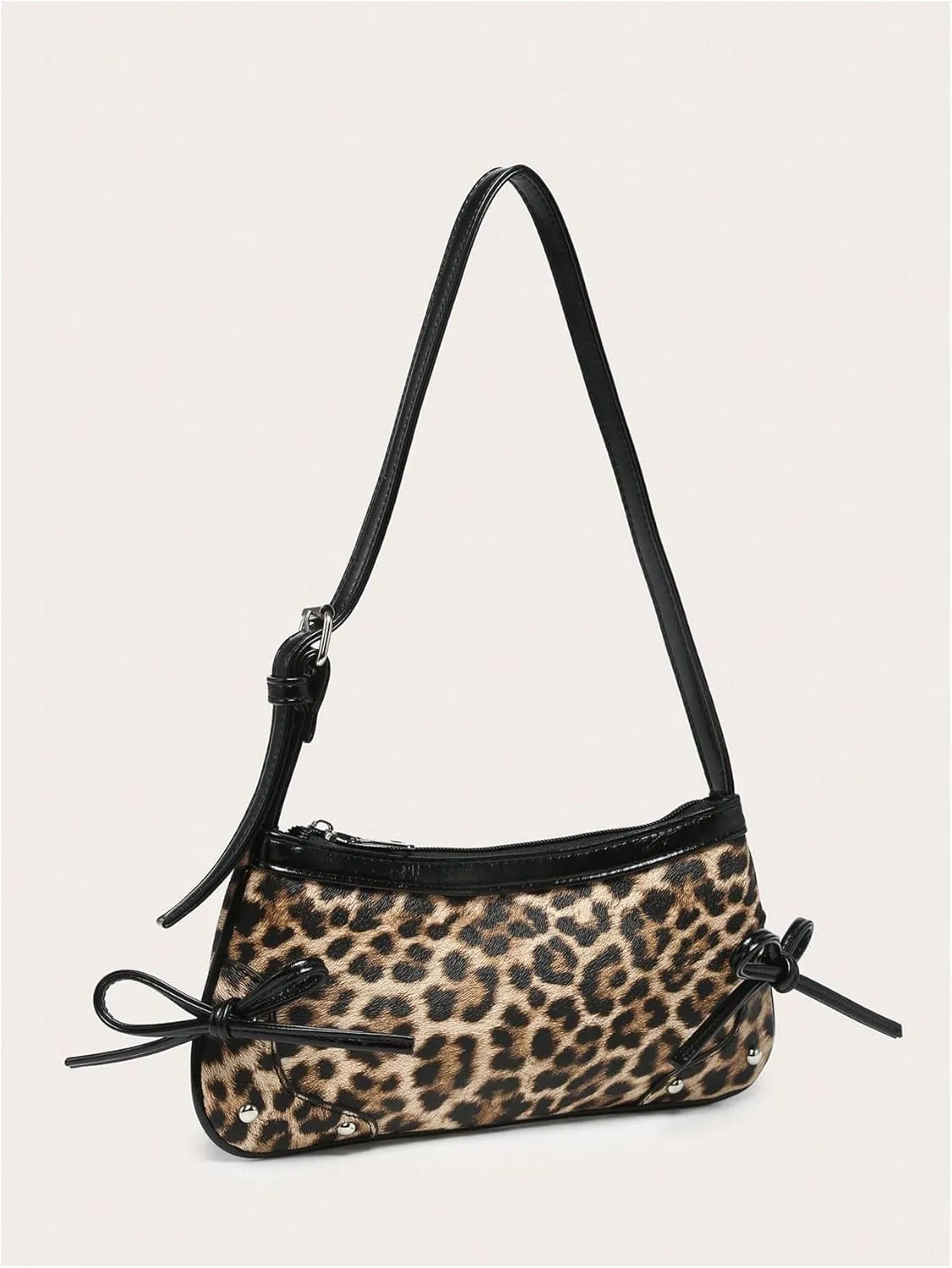 Verdusa Women's Y2K Leopard Handbags Bowknot Top Handle Underarm Shoulder Bag