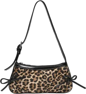 Verdusa Women's Y2K Leopard Handbags Bowknot Top Handle Underarm Shoulder Bag