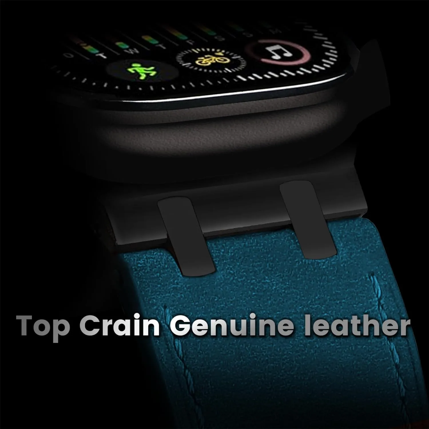 VeveXiao AP Leather Band Compatible with Apple Watch Ultra 2 Band 49mm 46mm 45mm 44mm, Rugged Vintage Genuine Leather Extra 26mm Wide Watch Bracelet for iWatch Series 10 9 8 SE 7 6 5 Men