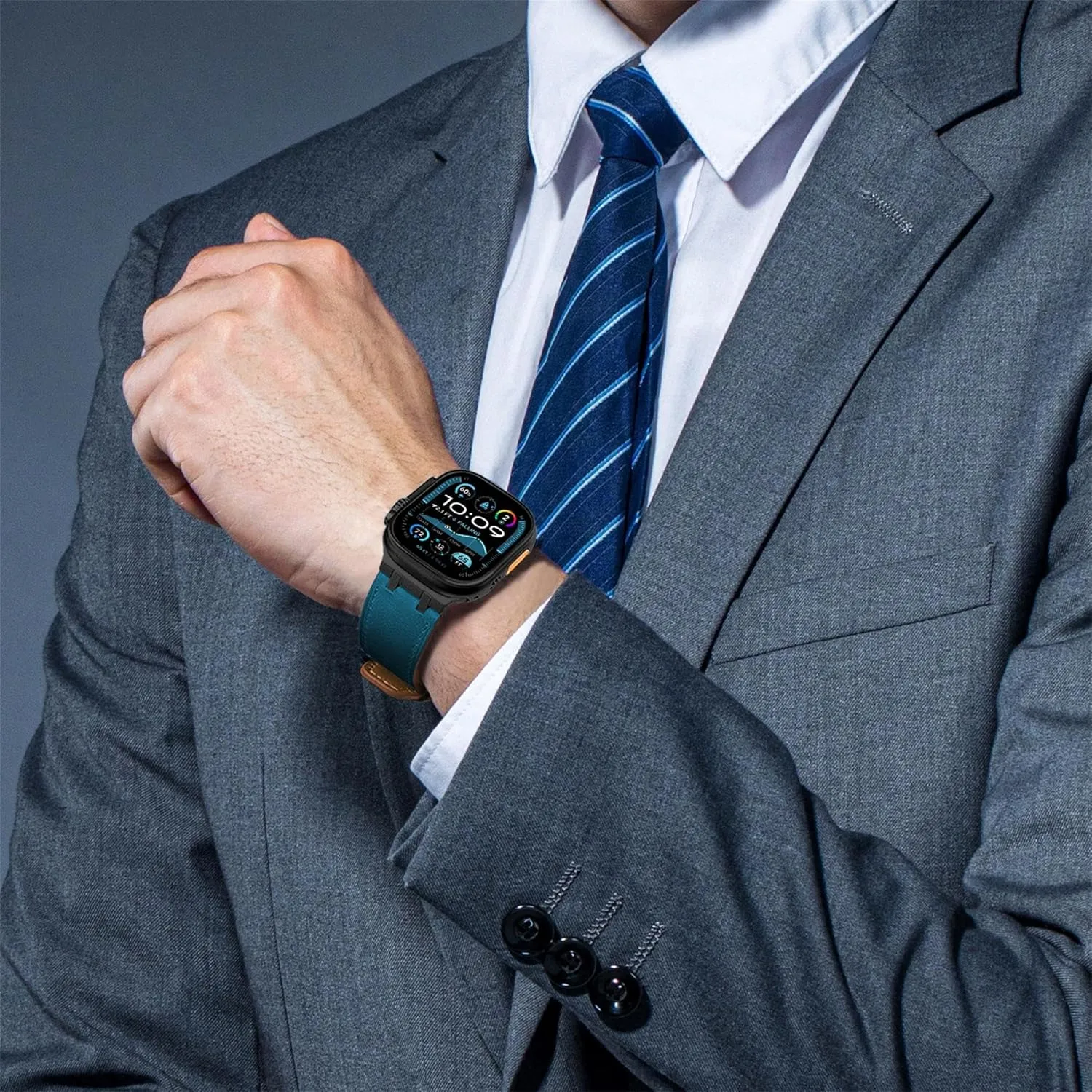 VeveXiao AP Leather Band Compatible with Apple Watch Ultra 2 Band 49mm 46mm 45mm 44mm, Rugged Vintage Genuine Leather Extra 26mm Wide Watch Bracelet for iWatch Series 10 9 8 SE 7 6 5 Men