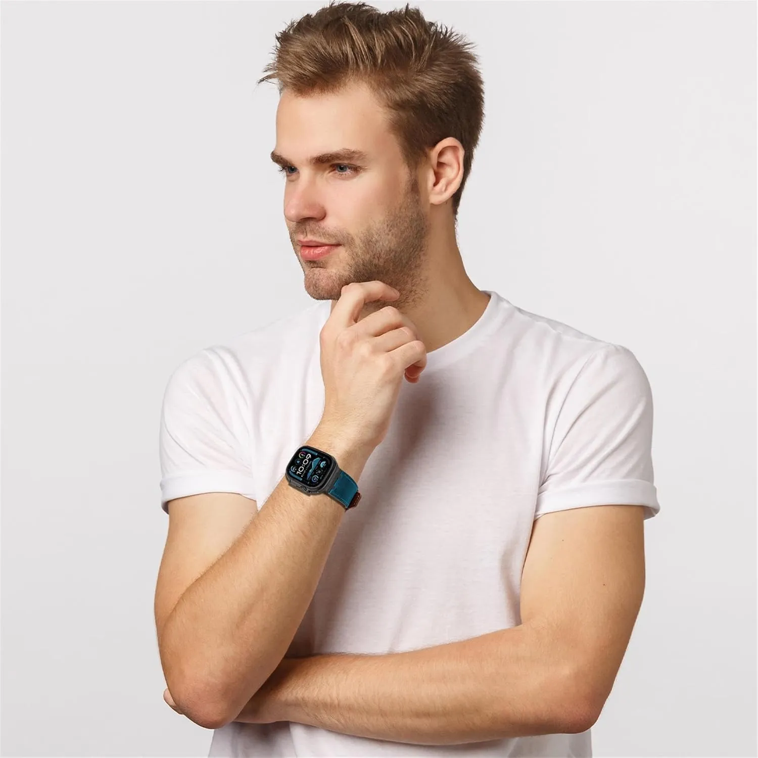 VeveXiao AP Leather Band Compatible with Apple Watch Ultra 2 Band 49mm 46mm 45mm 44mm, Rugged Vintage Genuine Leather Extra 26mm Wide Watch Bracelet for iWatch Series 10 9 8 SE 7 6 5 Men