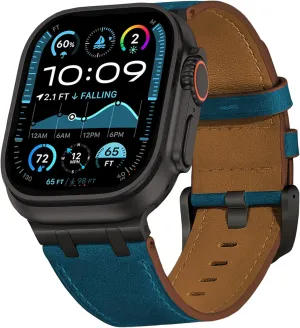 VeveXiao AP Leather Band Compatible with Apple Watch Ultra 2 Band 49mm 46mm 45mm 44mm, Rugged Vintage Genuine Leather Extra 26mm Wide Watch Bracelet for iWatch Series 10 9 8 SE 7 6 5 Men