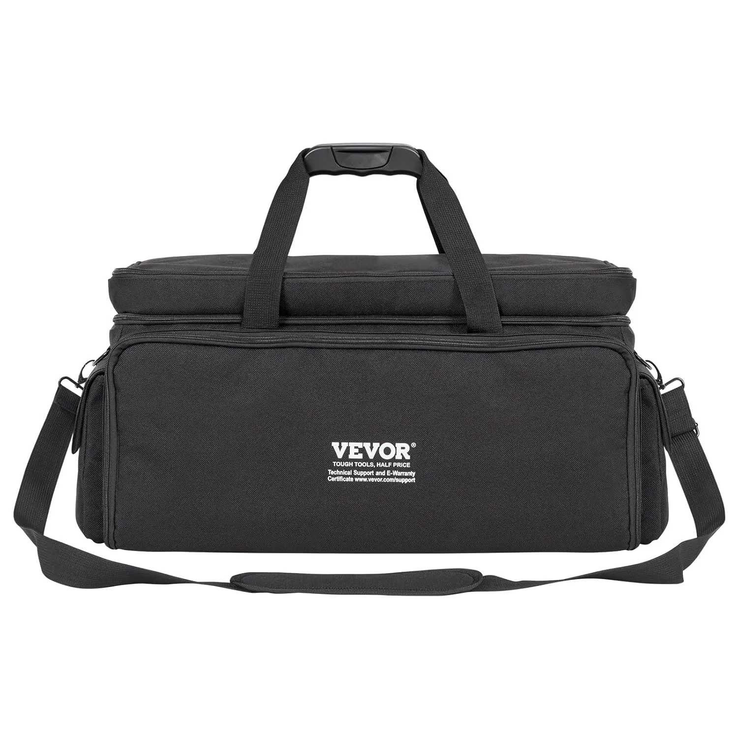 VEVOR DJ Cable Organizer, 1200D Oxford Fabric, Gig Bag with 9 Detachable Dividers, Padded Shoulder Strap, Plastic Bottom Pad, 23.6 x 11.8 x 12.7 in, Wire Bag for Musical Accessories