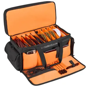 VEVOR DJ Cable Organizer, 1200D Oxford Fabric, Gig Bag with 9 Detachable Dividers, Padded Shoulder Strap, Plastic Bottom Pad, 23.6 x 11.8 x 12.7 in, Wire Bag for Musical Accessories