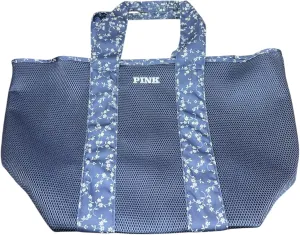 Victoria's Secret Blue Mesh Zipper Tote Pool Beach Bag Color Blue Floral Large New