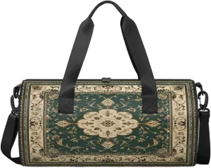 Village Pattern Vintage Travel Gym Bag Waterproof Sport Dance Bag for Women Men Portable Gymnastics Duffel Bags Canvas Tote Carry on Handbag for Workout Overnight Weekender