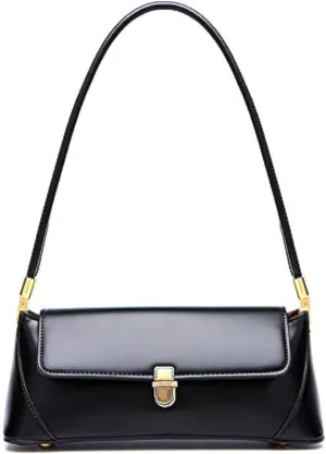 Vintage 90s Shoulder Bag for Women, Classic Buckle-Closure Small Purse