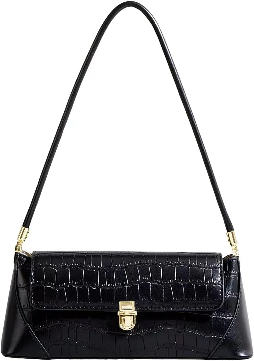 Vintage 90s Shoulder Bag for Women, Classic Buckle-Closure Small Purse