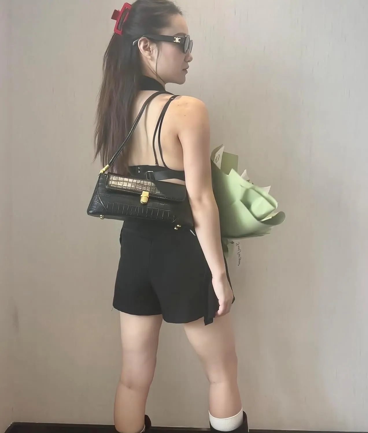 Vintage 90s Shoulder Bag for Women, Classic Buckle-Closure Small Purse