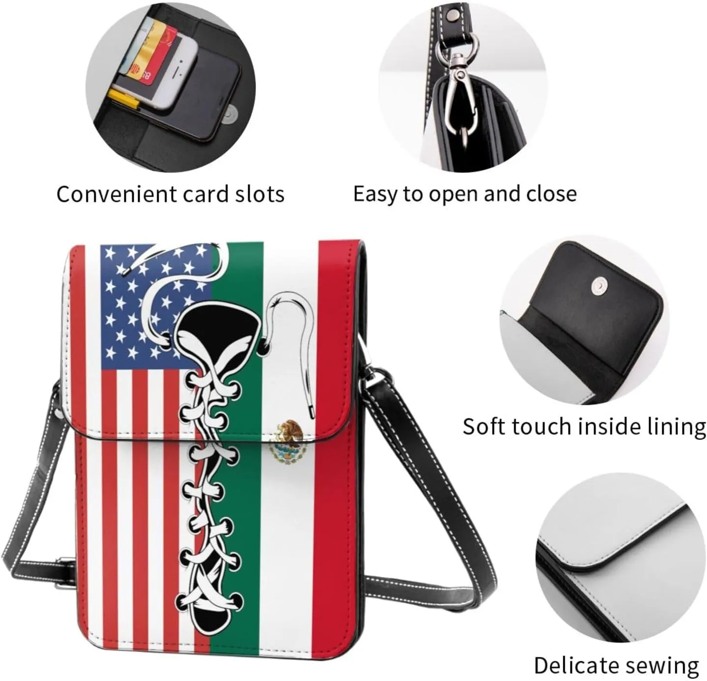 Vintage America Palauan Palau Flag Funny Shoelace Small Crossbody Purse Cell Phone Bag for Women
