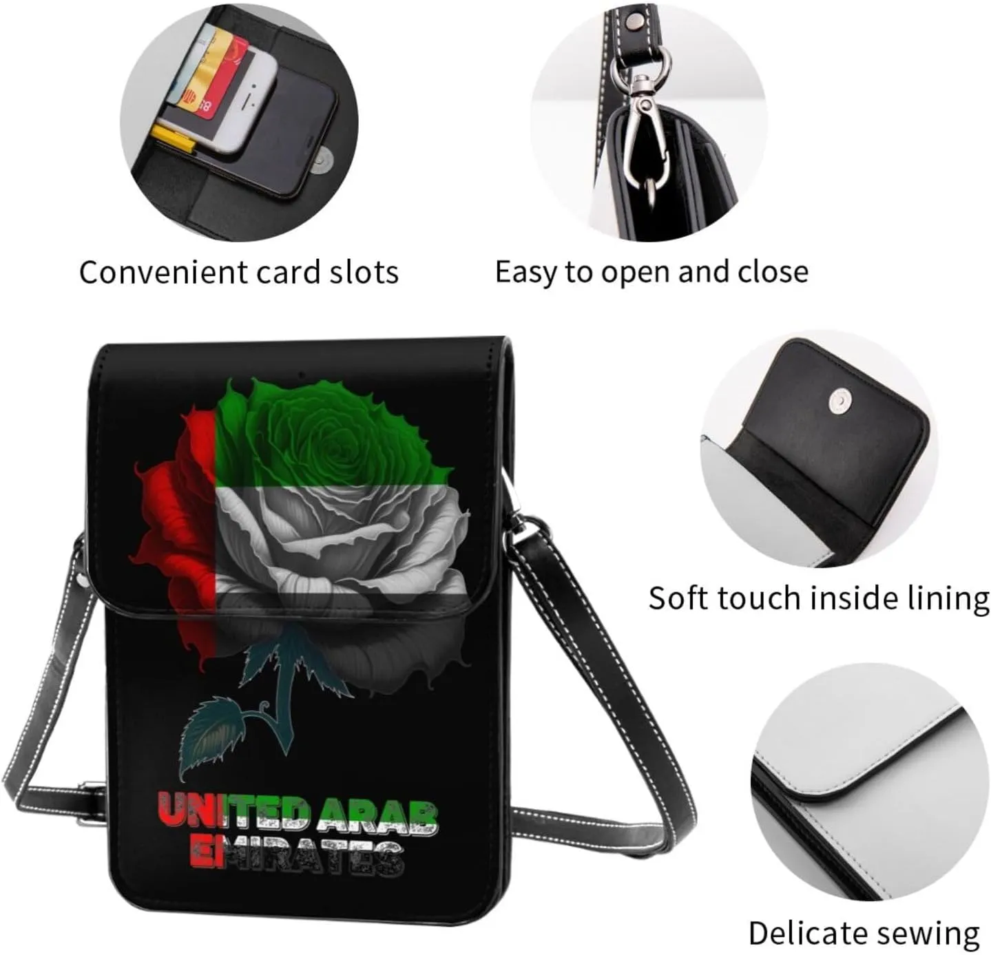 Vintage Argentina Argentinean Flag Rose Flower Small Crossbody Purse Cell Phone Bag for Women