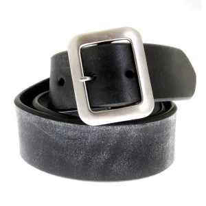 Vintage Black Leather F01406 Casual Belt with Steel Buckle CANE1141