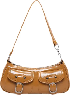 Vintage Buckle Punk Purse for Women, Retro Y2K Shoulder Bag, Mini Hobo Clutch Aesthetic Purse for Travel Shopping
