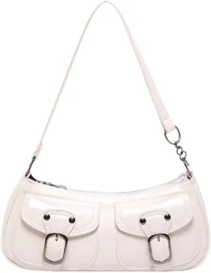 Vintage Buckle Punk Purse for Women, Retro Y2K Shoulder Bag, Mini Hobo Clutch Aesthetic Purse for Travel Shopping
