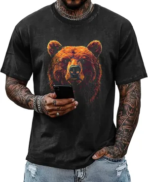 Vintage Graphic Printed T-Shirts for Men Casual Cotton Tees Comfy Streetwear Crewneck Short Sleeve Summer Tops