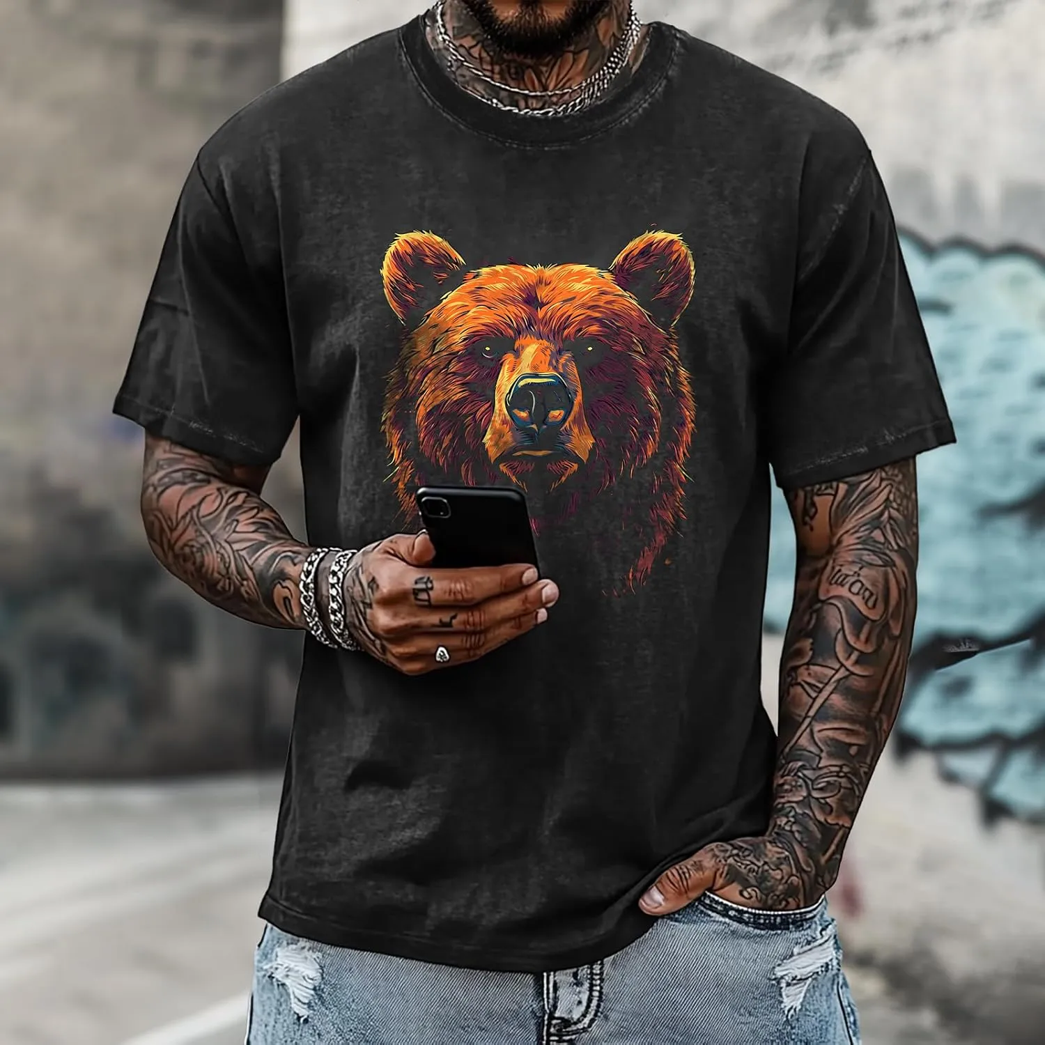 Vintage Graphic Printed T-Shirts for Men Casual Cotton Tees Comfy Streetwear Crewneck Short Sleeve Summer Tops