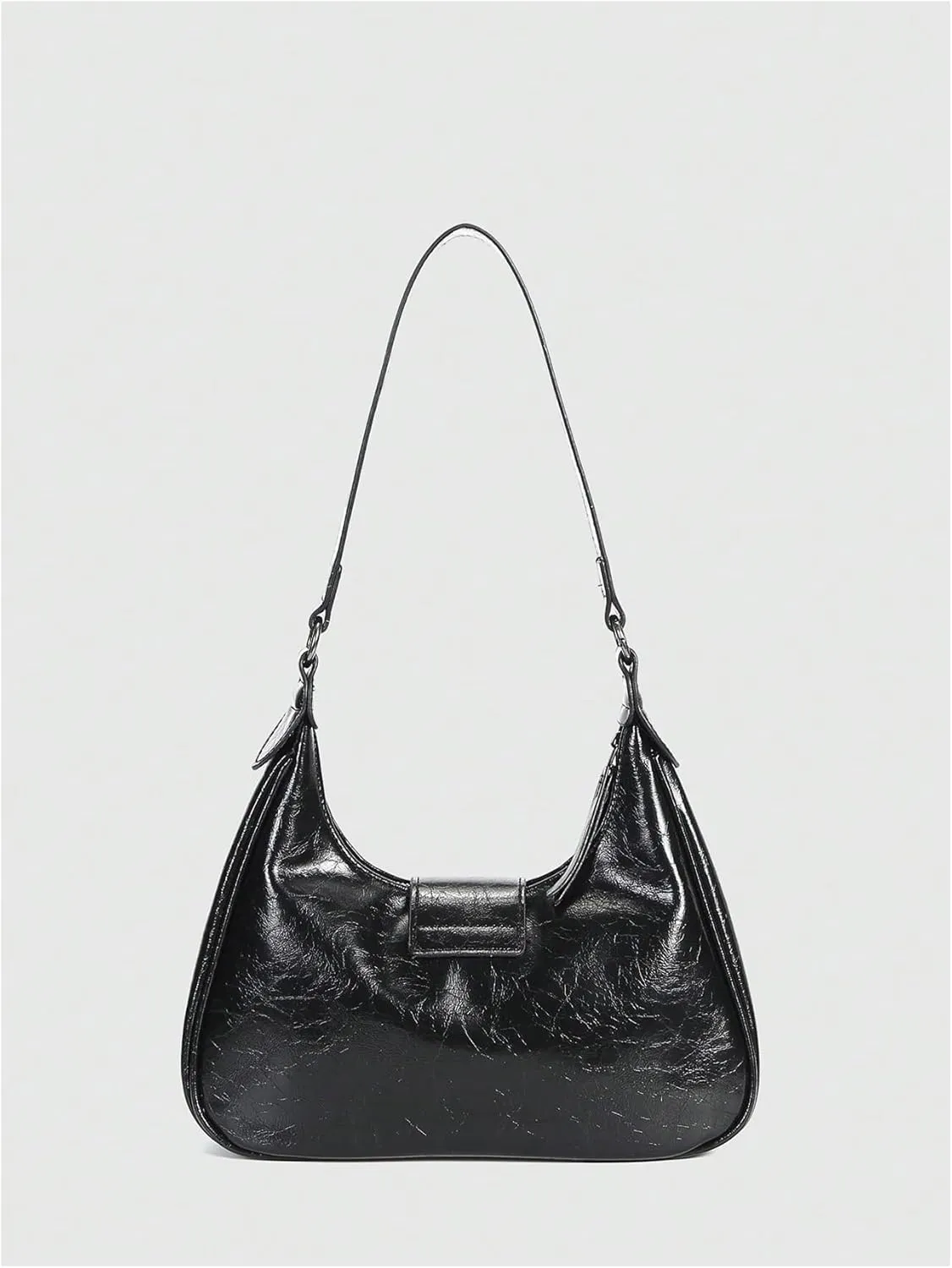 Vintage Hobo Clutch Shoulder Bag for Women with Buckle and Zipper Genuine Leather Handbag for Casual Streetwear Look