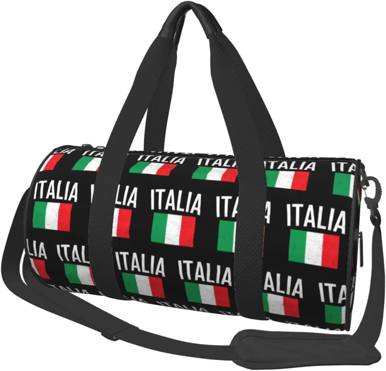 Vintage Italy Italia Italian Flags Round Travel Duffel Bag Large Capacity Gym Sports Bags for Hiking Vacation Trips