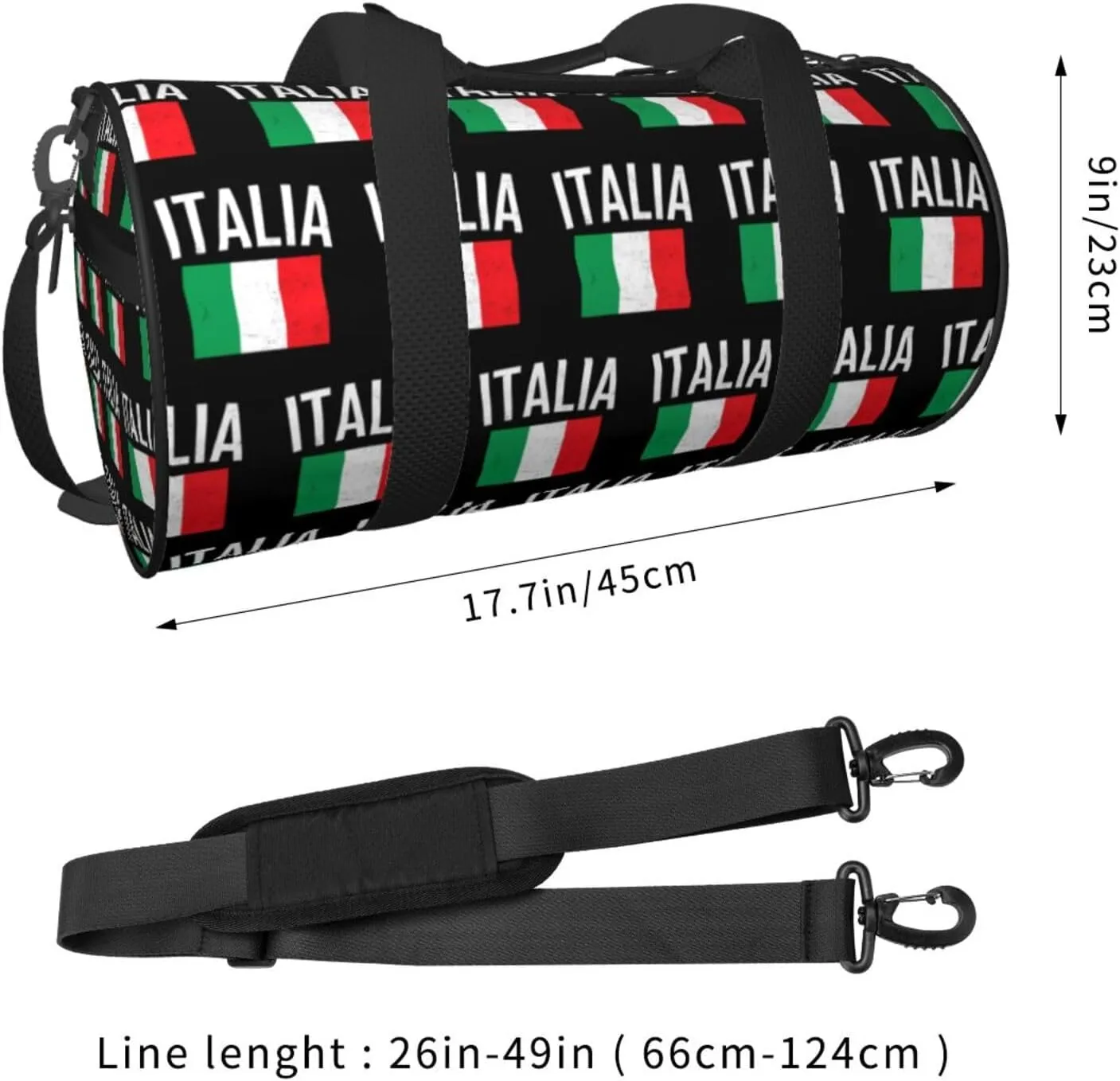 Vintage Italy Italia Italian Flags Round Travel Duffel Bag Large Capacity Gym Sports Bags for Hiking Vacation Trips