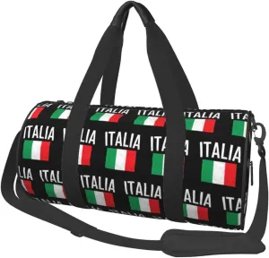 Vintage Italy Italia Italian Flags Round Travel Duffel Bag Large Capacity Gym Sports Bags for Hiking Vacation Trips