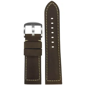 Vintage Leather Watch Band | Padded | Brown | White Stitch