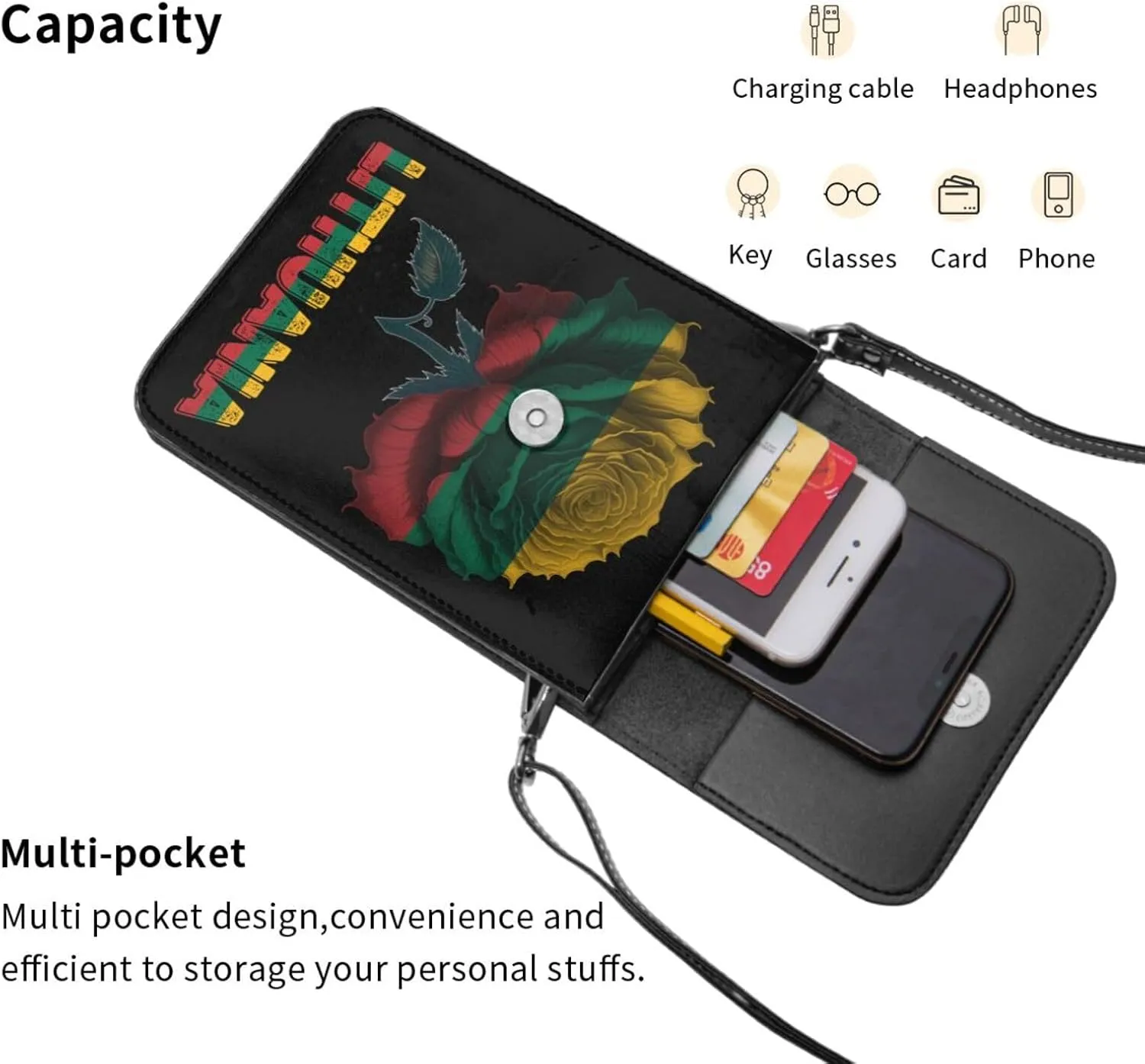 Vintage Mongolia Mongolian Flag Rose Flower Small Crossbody Purse Cell Phone Bag for Women