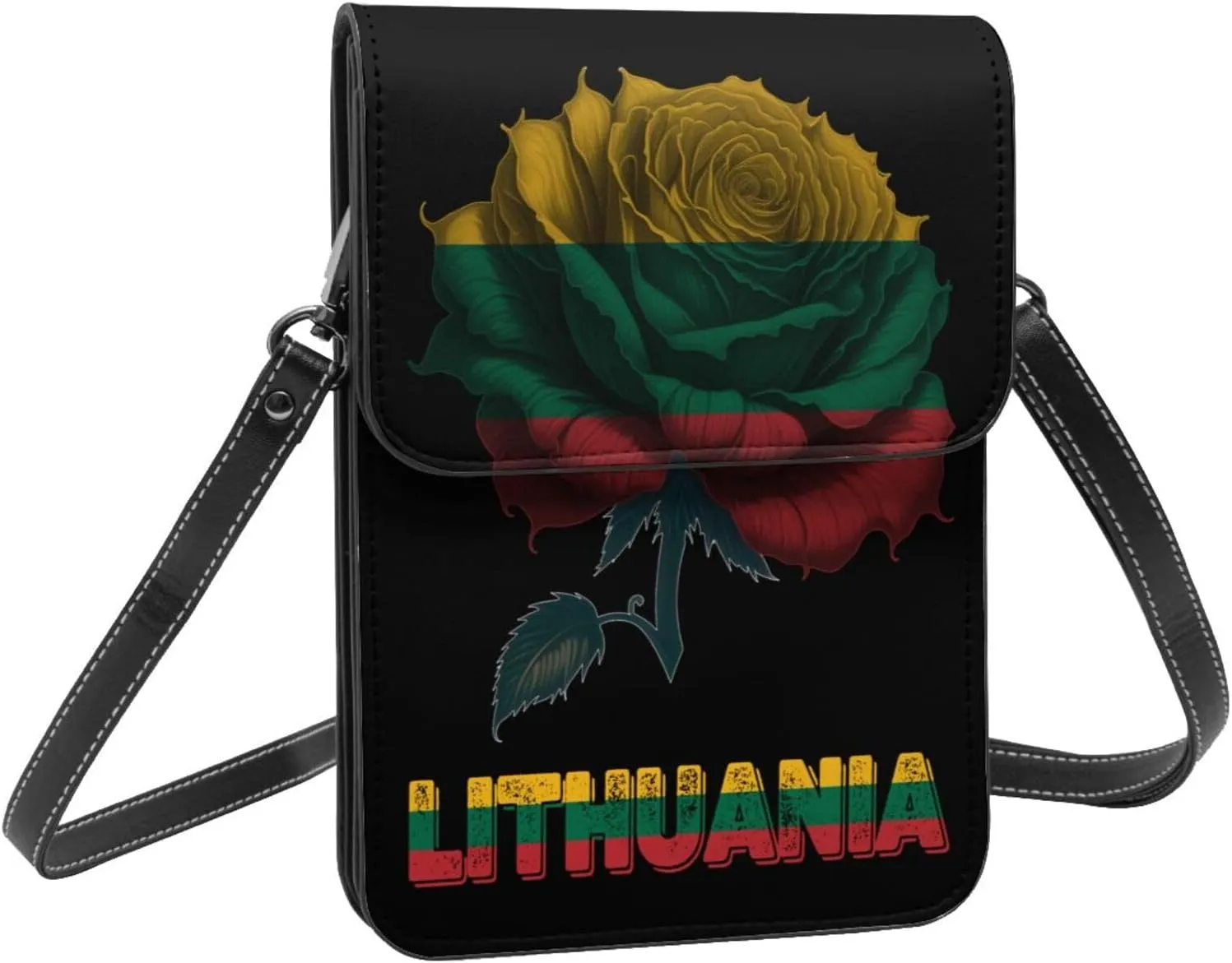 Vintage Mongolia Mongolian Flag Rose Flower Small Crossbody Purse Cell Phone Bag for Women