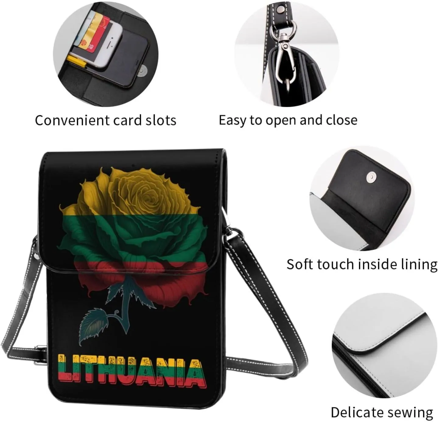 Vintage Mongolia Mongolian Flag Rose Flower Small Crossbody Purse Cell Phone Bag for Women