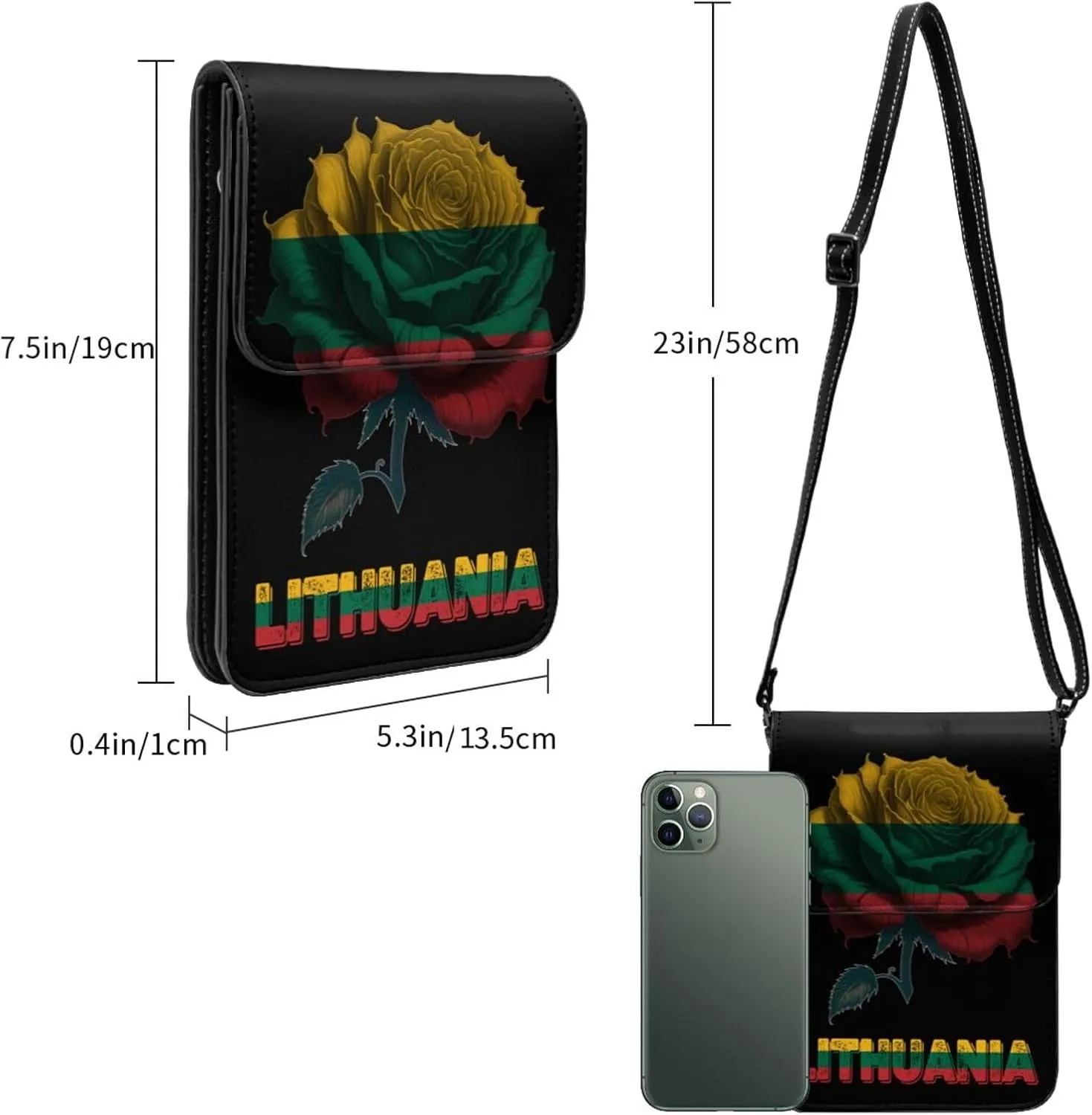 Vintage Mongolia Mongolian Flag Rose Flower Small Crossbody Purse Cell Phone Bag for Women