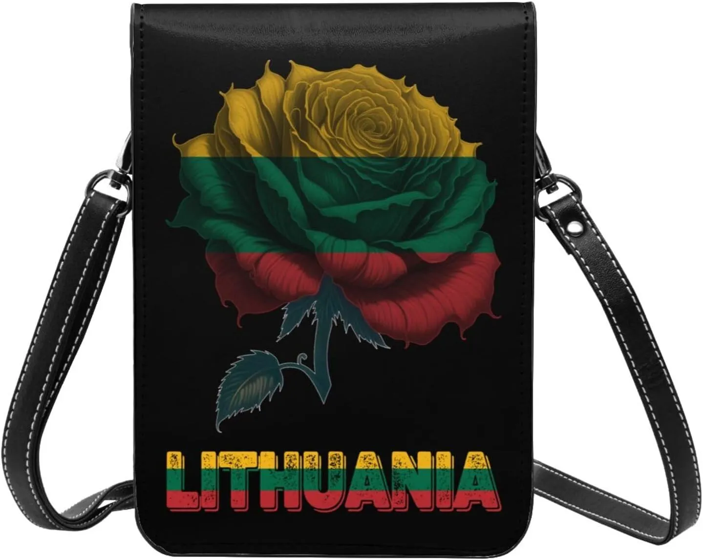 Vintage Mongolia Mongolian Flag Rose Flower Small Crossbody Purse Cell Phone Bag for Women