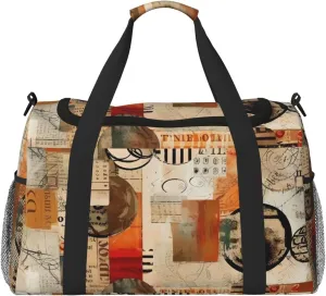 Vintage Newspaper Duffle Bag for Travel Retro Magazine Sports Gym Tote Carry On Bag Large Shoulder Weekend Overnight for Workout
