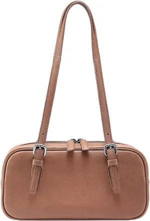 Vintage PU Top Handle Handbag for Women - Stylish Shoulder Bag with Zipper Closure, Everyday Use