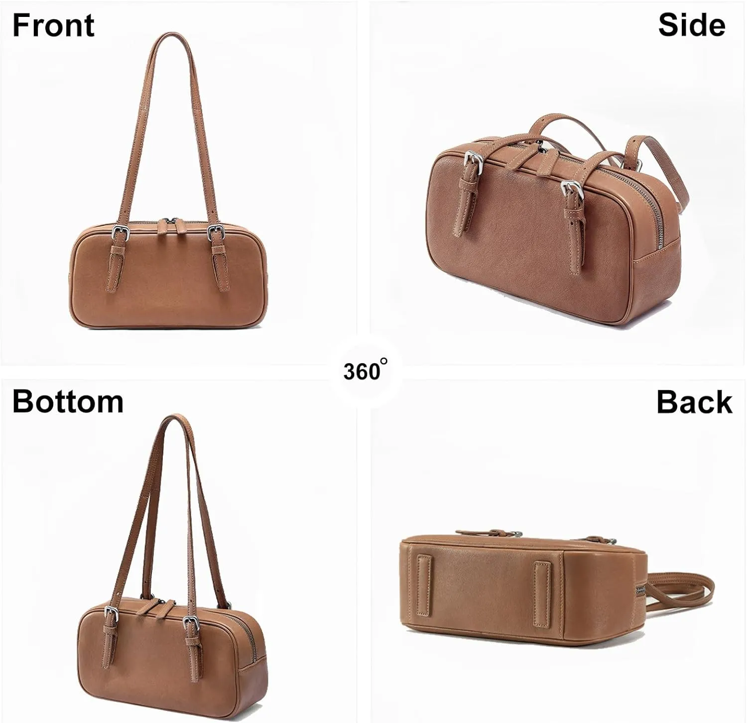 Vintage PU Top Handle Handbag for Women - Stylish Shoulder Bag with Zipper Closure, Everyday Use