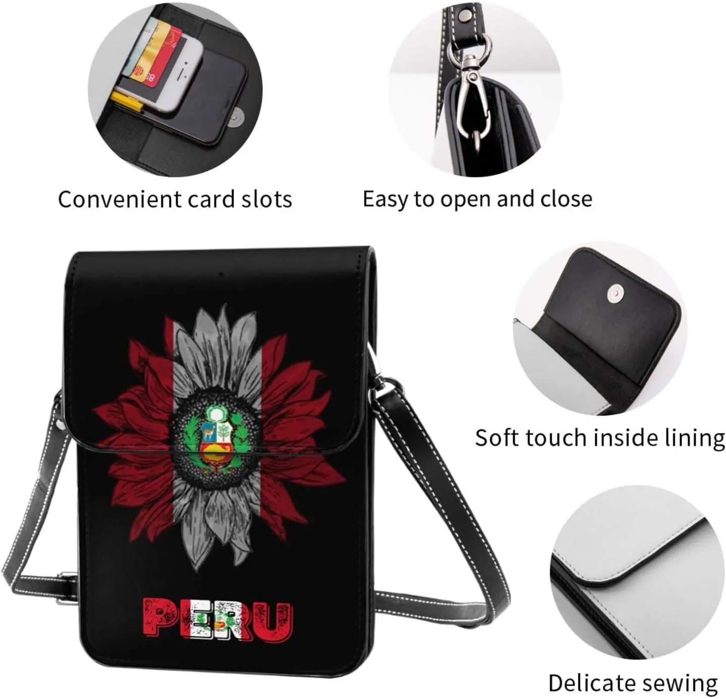 Vintage Spain Spanish Espana Espanol Flag Sunflower Small Crossbody Purse Cell Phone Bag for Women