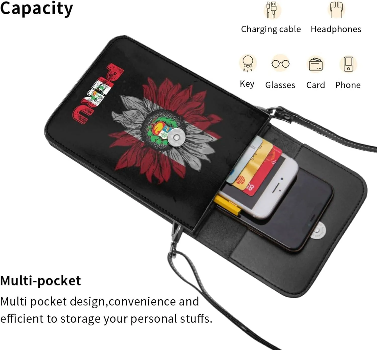 Vintage Spain Spanish Espana Espanol Flag Sunflower Small Crossbody Purse Cell Phone Bag for Women