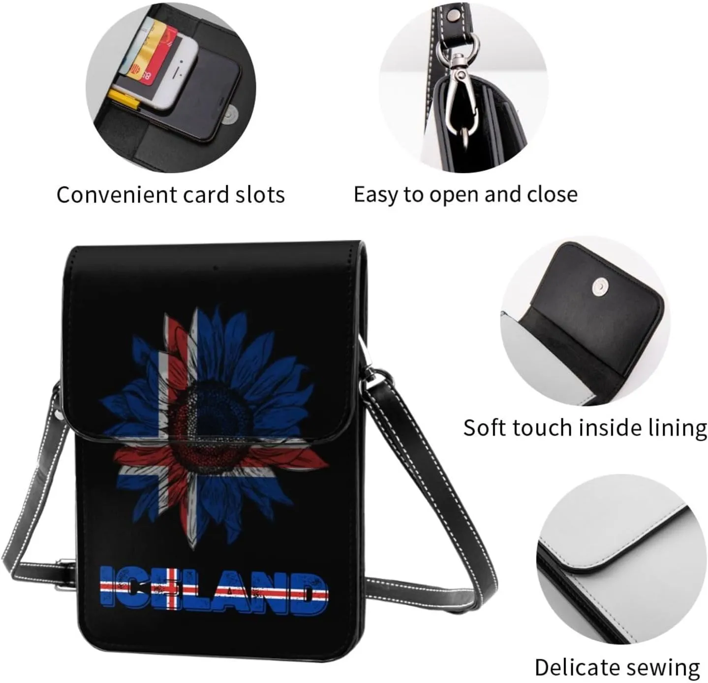 Vintage Spain Spanish Espana Espanol Flag Sunflower Small Crossbody Purse Cell Phone Bag for Women