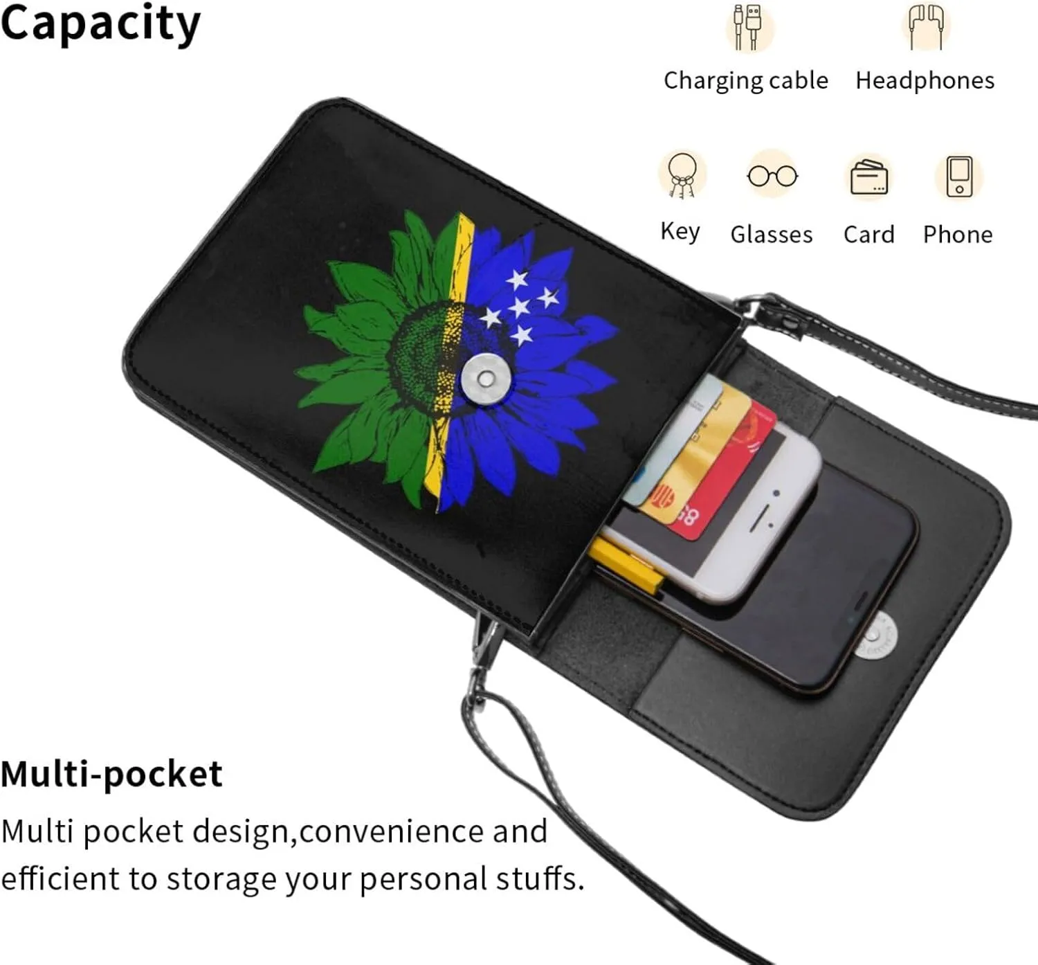 Vintage Sunflower Uzbekistan Uzbekistani Flag Small Crossbody Purse Cell Phone Bag for Women