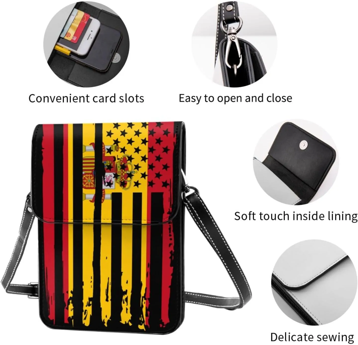 Vintage Tanzanian America Flag Striped Patterns Small Crossbody Purse Cell Phone Bag for Women