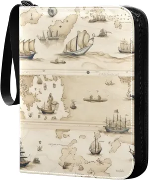 Vintage World Map Card Binder, 400 Pockets Card Holder with 50 Sleeves, Sturdy Card Holder Folders for Game Cards & Sports Cards