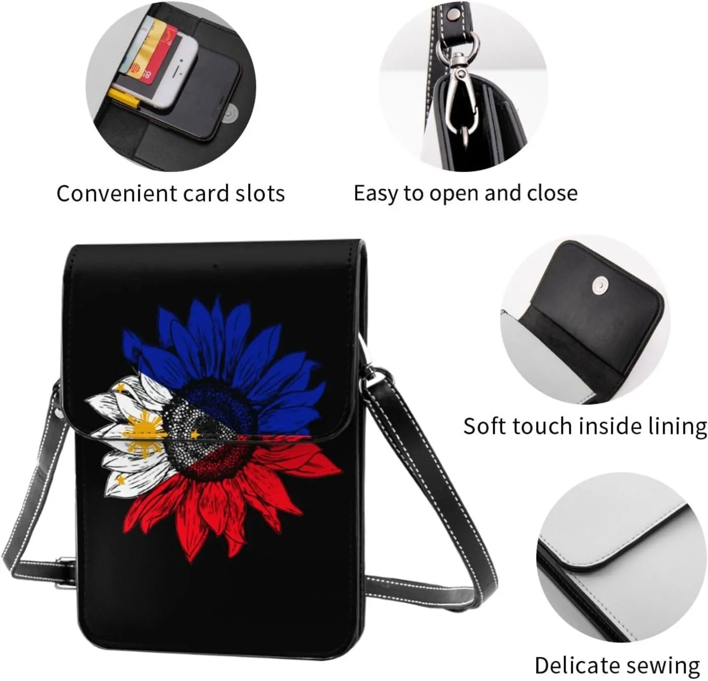 Vintage Zimbabwe Zimbabwean Flag Sunflower Small Crossbody Purse Cell Phone Bag for Women