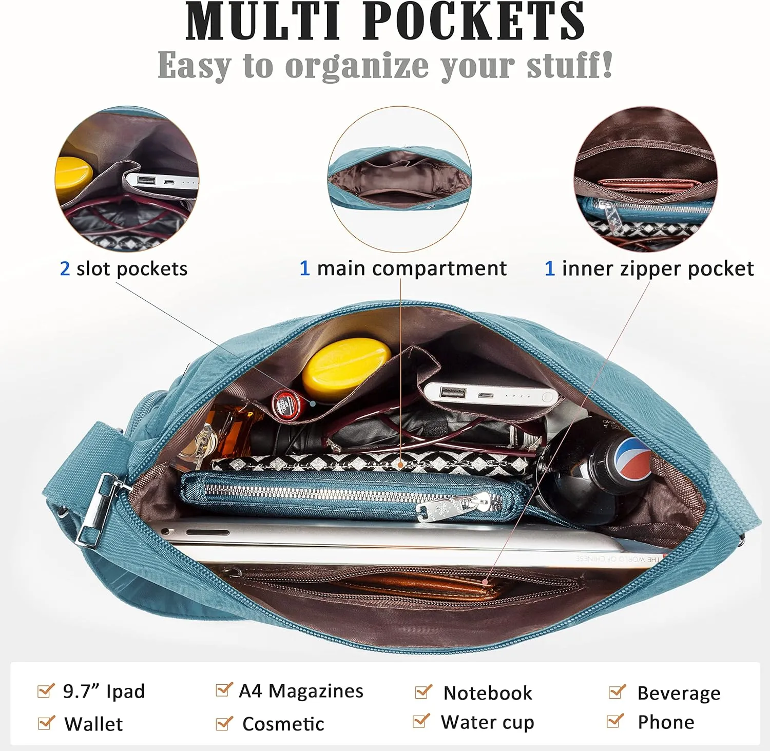 VOLGANIK ROCK Crossbody Purses for Women Shoulder Handbags Lightweight Waterproof Nylon Travel Bag Ladies Pocketbooks