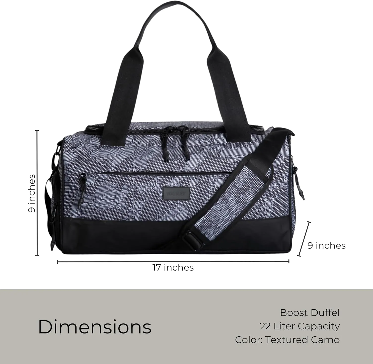 VOORAY 22L Boost Duffel Bag – Small Travel & Sports Gym Bag for Women and Men with Shoe Pocket, Weekender for Overnight Football, Travel, Hospital Stays or Workout