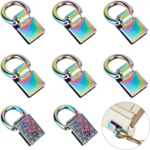 WADORN 8pcs Suspension Clasp for Purse, Rainbow Color Metal Bag Side Clip Buckle Metal Bag Chain Buckle Detachable D Ring Buckle Chain Link Connector Hardware for DIY Leather Bag Making,0.88x0.61 Inch