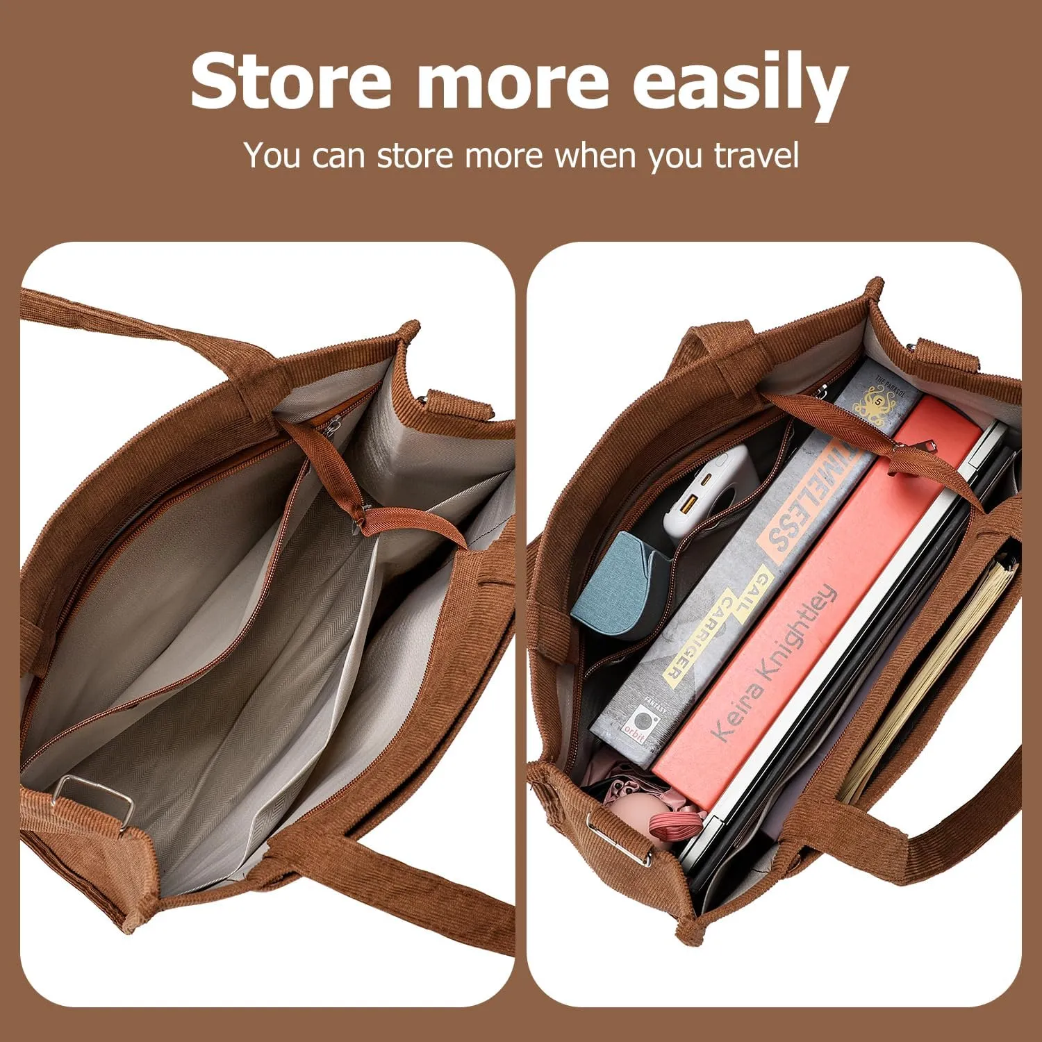 WantGor Tote Bag for Women, Corduroy Crossbody Bags Shoulder Handbag Small Satchel Hobo Bag Purse