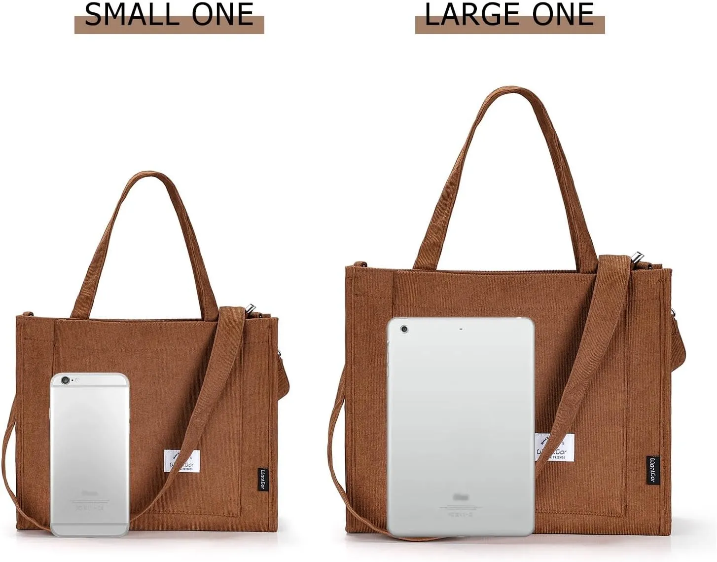 WantGor Tote Bag for Women, Corduroy Crossbody Bags Shoulder Handbag Small Satchel Hobo Bag Purse