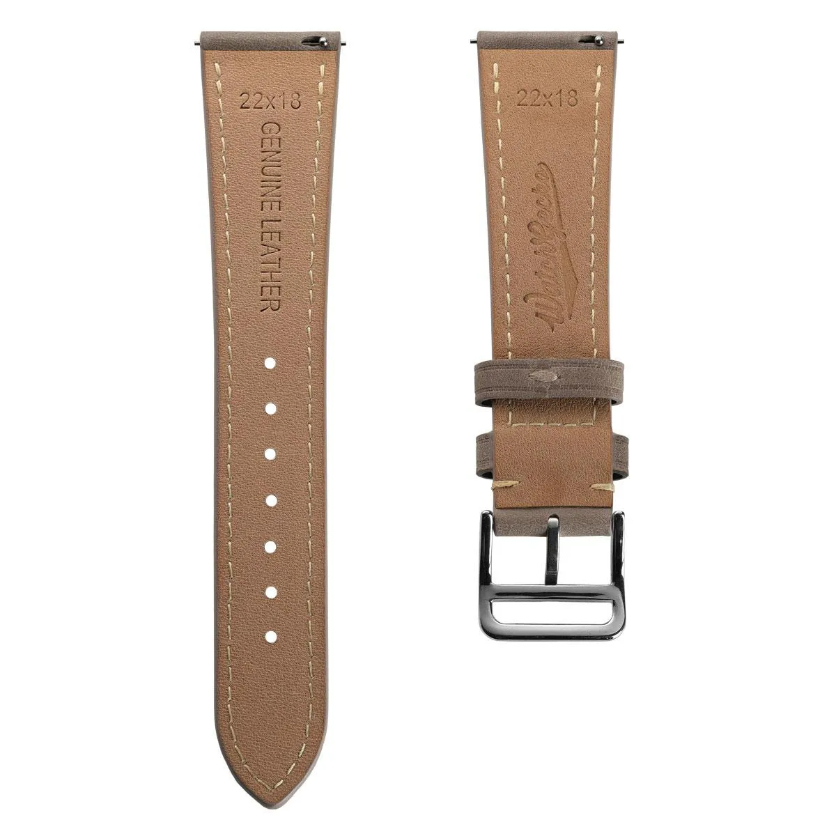 WatchGecko Brixham Vintage Leather Watch Strap - Grey