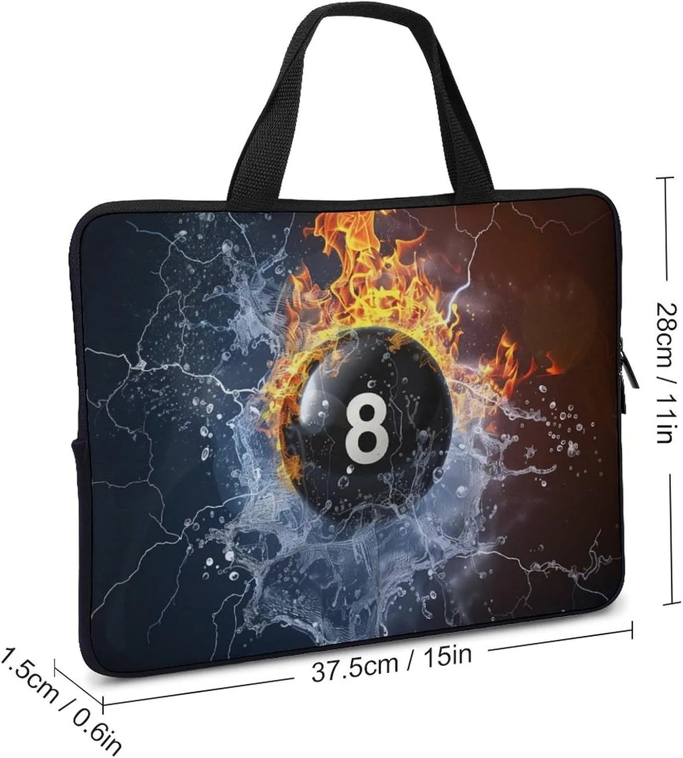 Water Fire And Black Billiards Laptop Bag Laptop Case Computer Messenger Bag with Adjustable Shoulder Strap