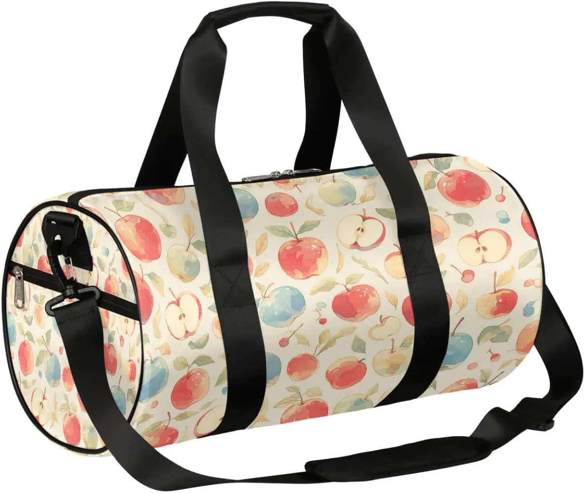 Watercolor Apples Sports Gym Bag Duffel Bags Workout Lightweight Shoulder Weekender Bag Travel Duffel Bag for Men Women(Red Blue Apples)