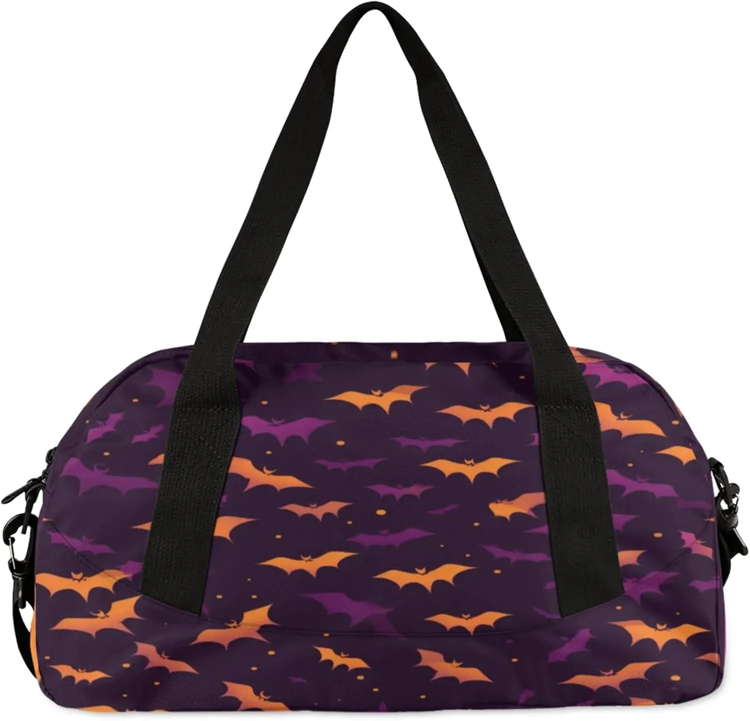 Watercolor Bats Halloween Pattern Kids Duffel Bag Lightweight Waterproof Sports Gym Bag with Front Zipper Pocket Foldable Weekender Overnight Bag for School Practice Gymnastic Ballet